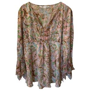 Diane Von Furstenberg Citarella Ruffle Sleeve Silk Blouse